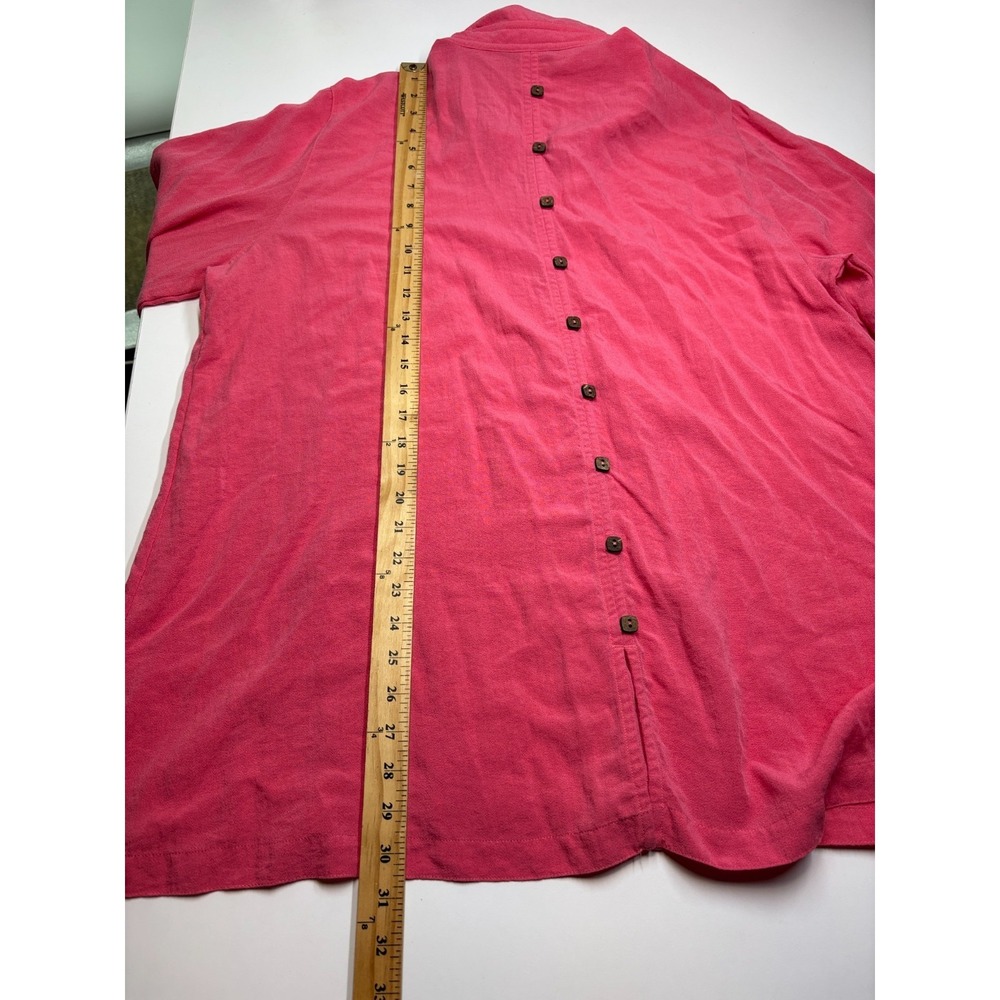 John Mark Blouse Plus 1X Pink Button Up Back Artsy Colorful - Picture 6 of 7